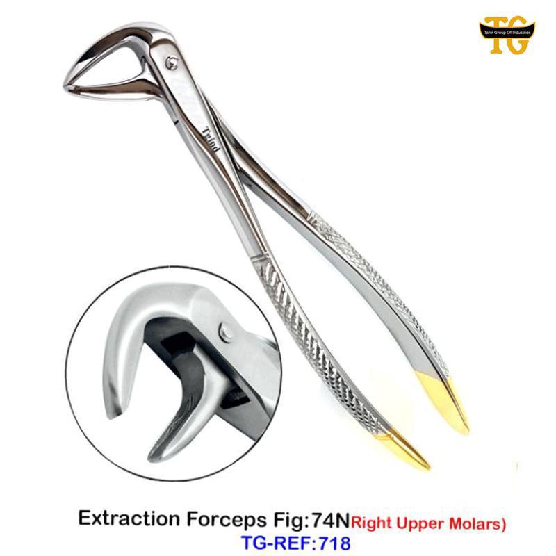 Extraction Forceps Fig:74N, dental instruments, TGI's own catalog photograph