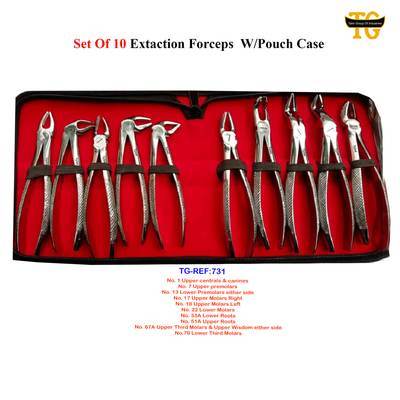 Extraction Forceps Set, dental instruments, TGI's own catalog photograph