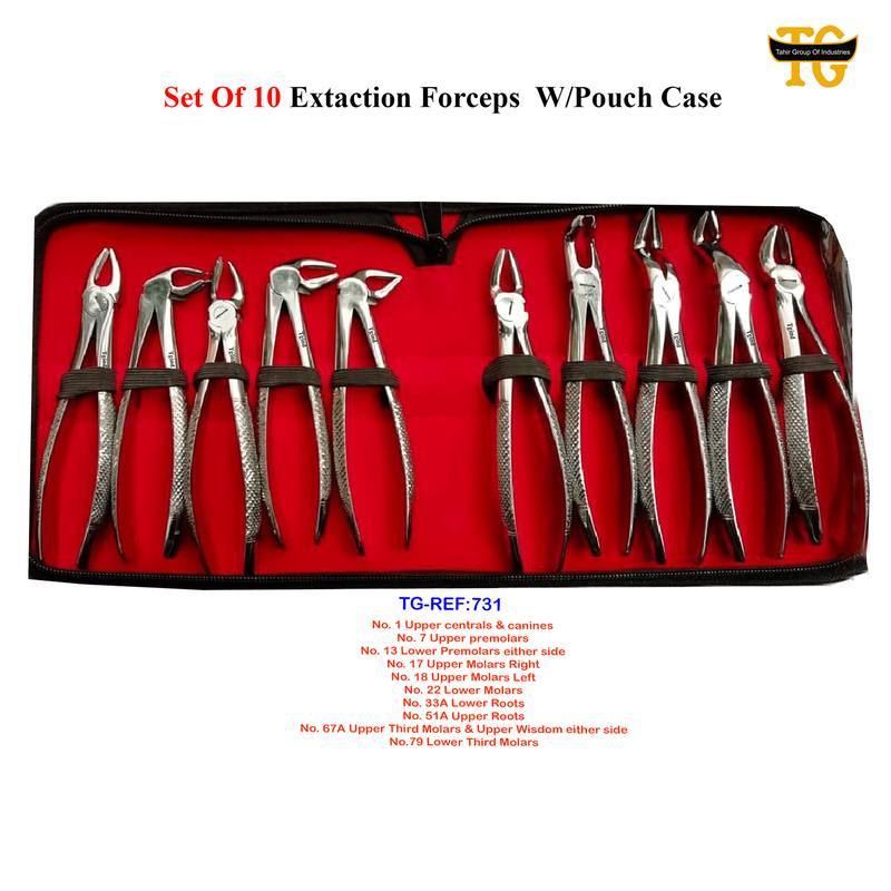 Extraction Forceps Set, dental instruments, TGI's own catalog photograph