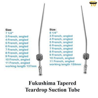 Fukushima Tapered Teardrop Suction Tube, surgical instruments, TGI's own catalog photograph