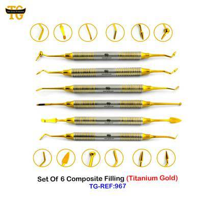 Set Of 6 Composite Filling (Titanium Gold), dental instruments, TGI's own catalog photograph