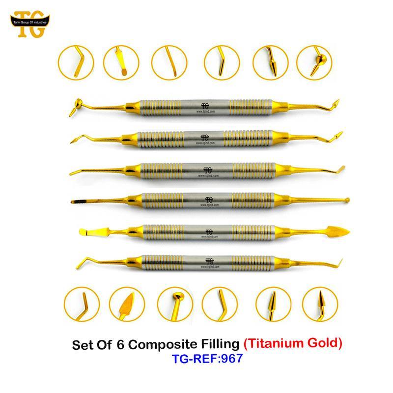 Set Of 6 Composite Filling (Titanium Gold), dental instruments, TGI's own catalog photograph