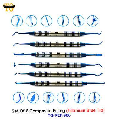Set Of 6 Composite Filling (Titanium Blue Tip), dental instruments, TGI's own catalog photograph