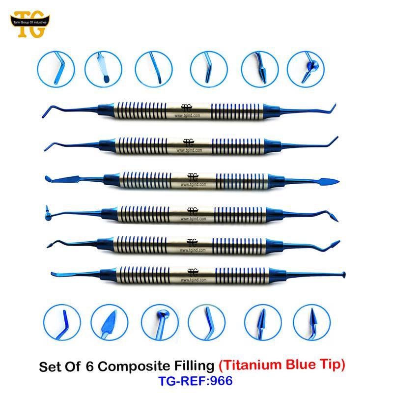 Set Of 6 Composite Filling (Titanium Blue Tip), dental instruments, TGI's own catalog photograph