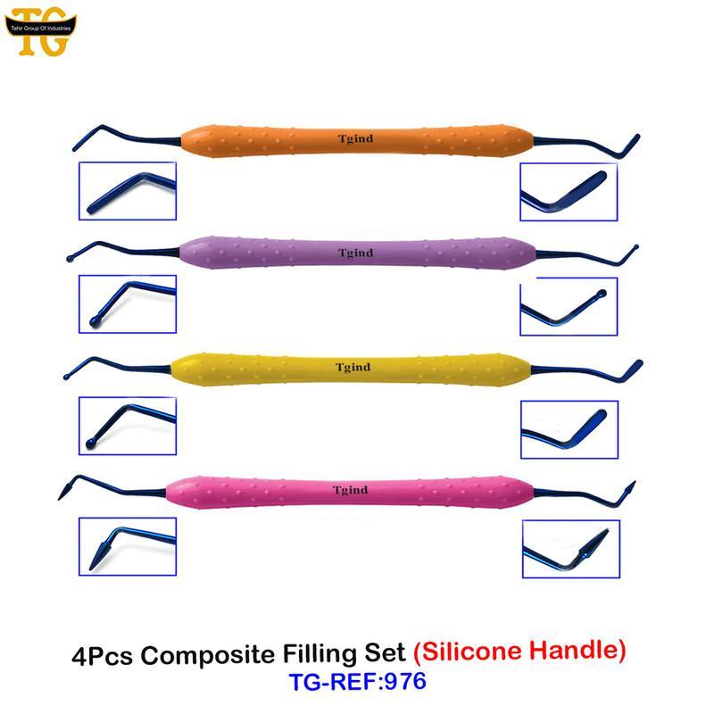4Pcs Composite Filling Set (Silicone Handle), dental instruments, TGI's own catalog photograph
