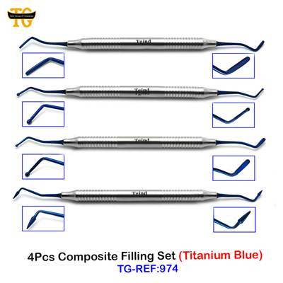 4Pcs Composite Filling Set (Titanium Blue), dental instruments, TGI's own catalog photograph