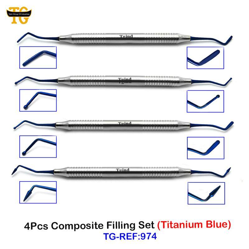 4Pcs Composite Filling Set (Titanium Blue), dental instruments, TGI's own catalog photograph