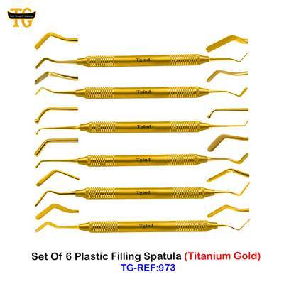 Set Of 6 Plastic Filling Spatula (Titanium Gold), dental instruments, TGI's own catalog photograph