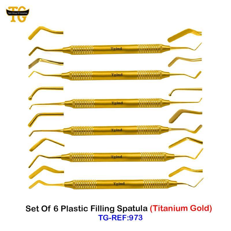 Set Of 6 Plastic Filling Spatula (Titanium Gold), dental instruments, TGI's own catalog photograph