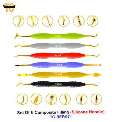 Set Of 6 Composite Filling (Silicone Handle), dental instruments, TGI's own catalog photograph