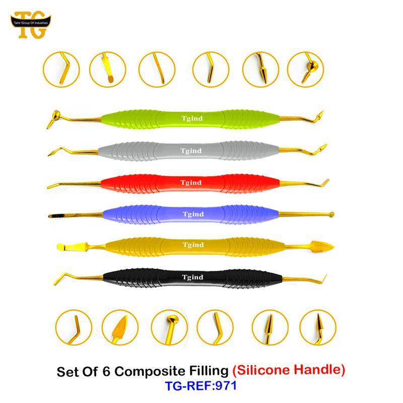 Set Of 6 Composite Filling (Silicone Handle), dental instruments, TGI's own catalog photograph