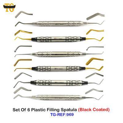 Set Of 6 Plastic Filling Spatula, dental instruments, TGI's own catalog photograph