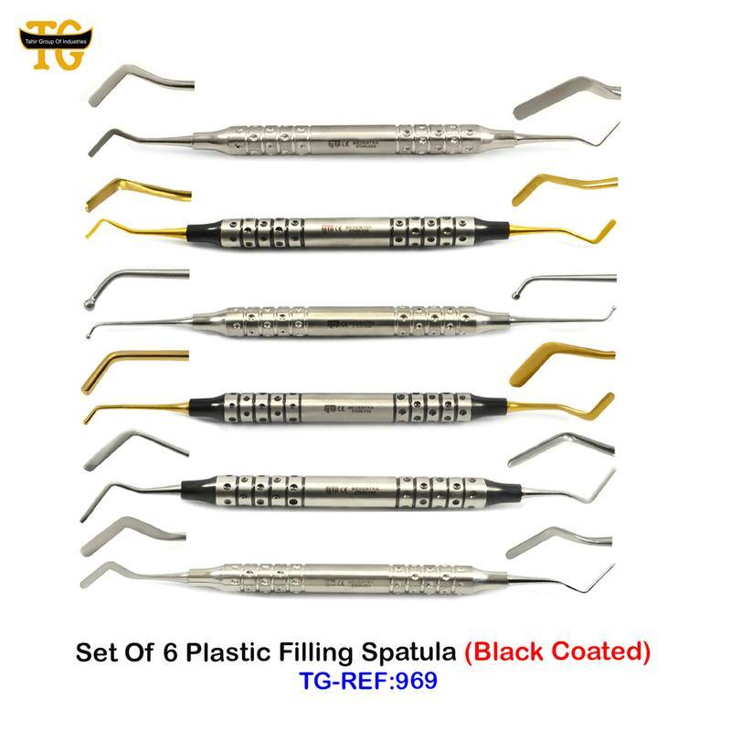 Set Of 6 Plastic Filling Spatula, dental instruments, TGI's own catalog photograph