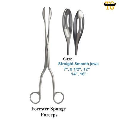Foerster Sponge Forceps, surgical instruments, TGI's own catalog photograph