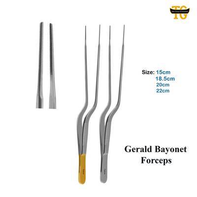 Gerald Bayonet Forceps, surgical instruments, TGI's own catalog photograph