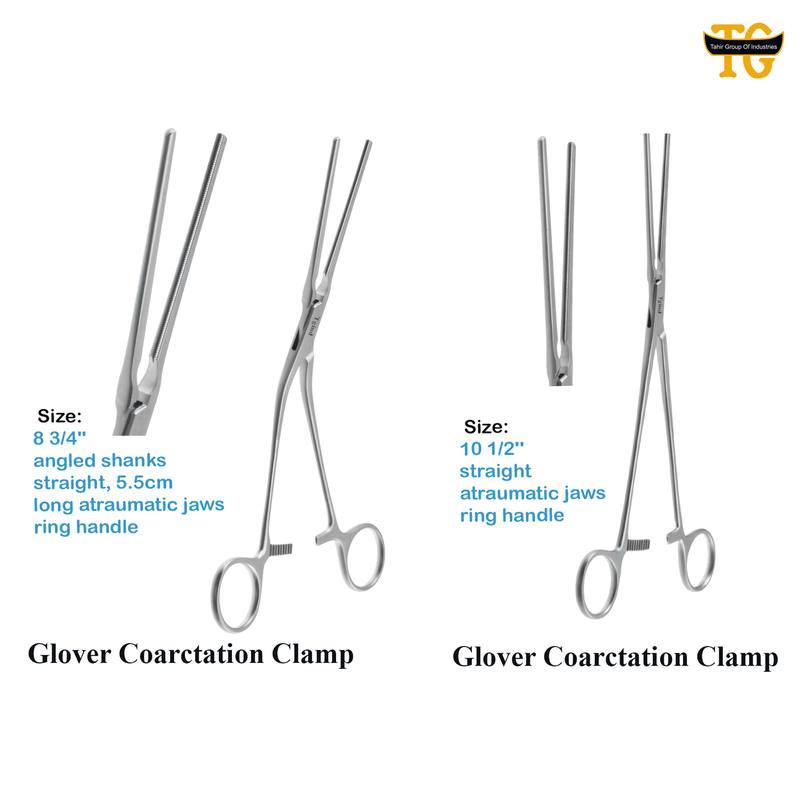 Glover Coarctation Clamp, surgical instruments, TGI's own catalog photograph