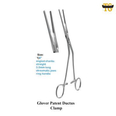 Glover Patent Ductus Clamp, surgical instruments, TGI's own catalog photograph