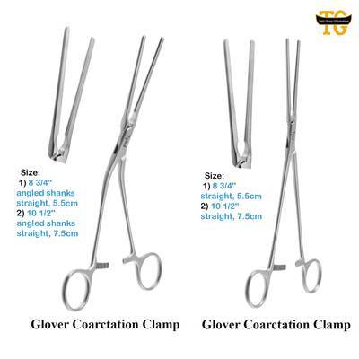 Glover Coarctation Clamp, surgical instruments, TGI's own catalog photograph