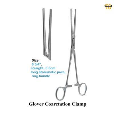 Glover Coarctation Clamp, surgical instruments, TGI's own catalog photograph