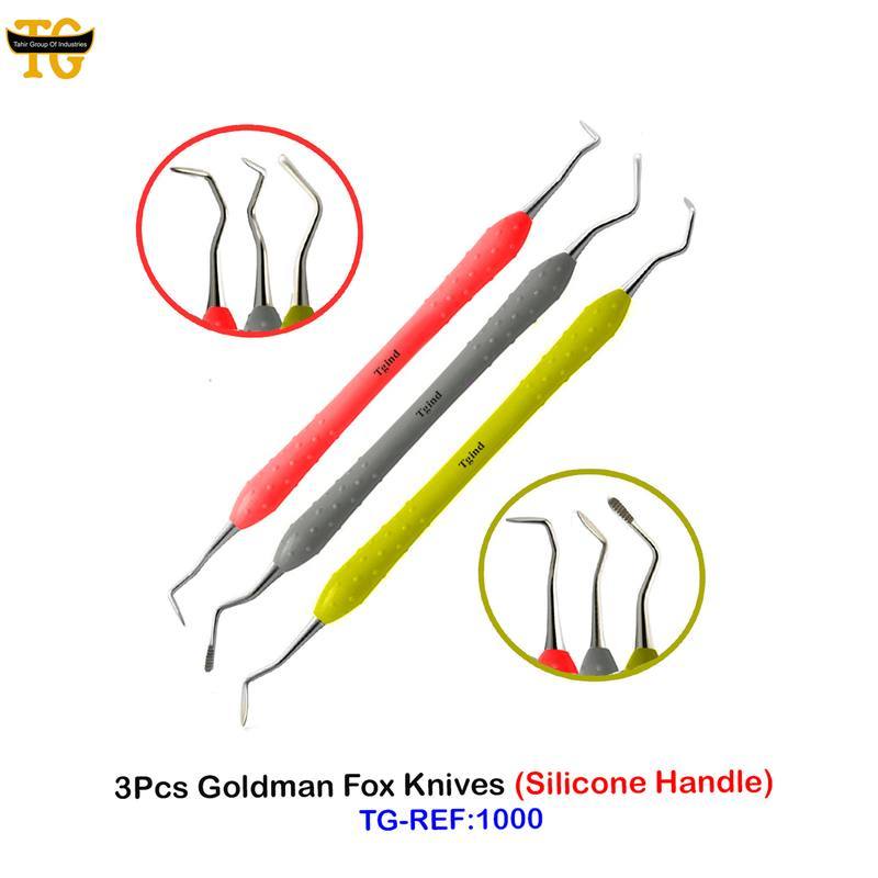 Goldman Fox Knives Set, dental instruments, TGI's own catalog photograph