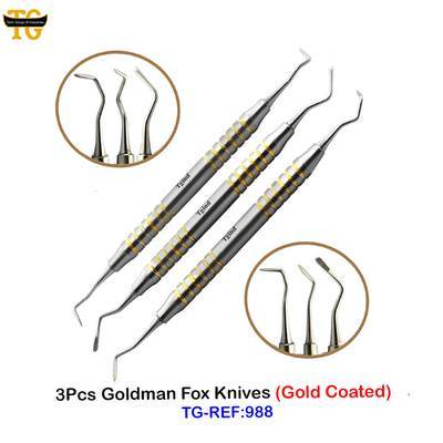 Goldmann Fox Knives Set, dental instruments, TGI's own catalog photograph