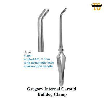 Gregory Internal Carotid Bulldog Clamp, surgical instruments, TGI's own catalog photograph