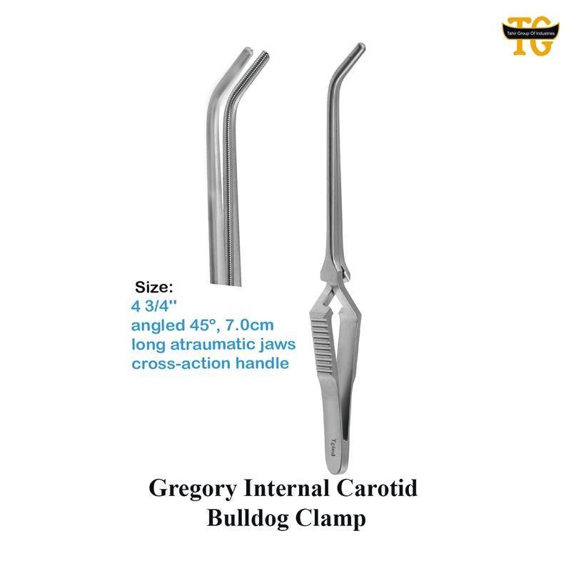Gregory Internal Carotid Bulldog Clamp, surgical instruments, TGI's own catalog photograph