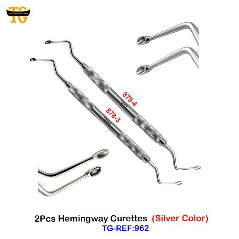 2Pcs Hemingway Curettes (Silver Color), dental instruments, TGI's own catalog photograph