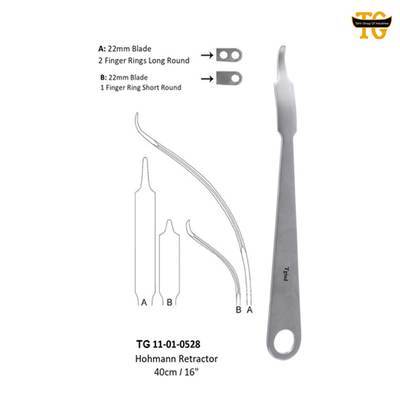 Hohmann Retractor, orthopedic instruments, TGI's own catalog photograph