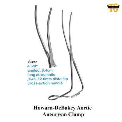 Howard-DeBakey Aortic Aneurysm Clamp, surgical instruments, TGI's own catalog photograph