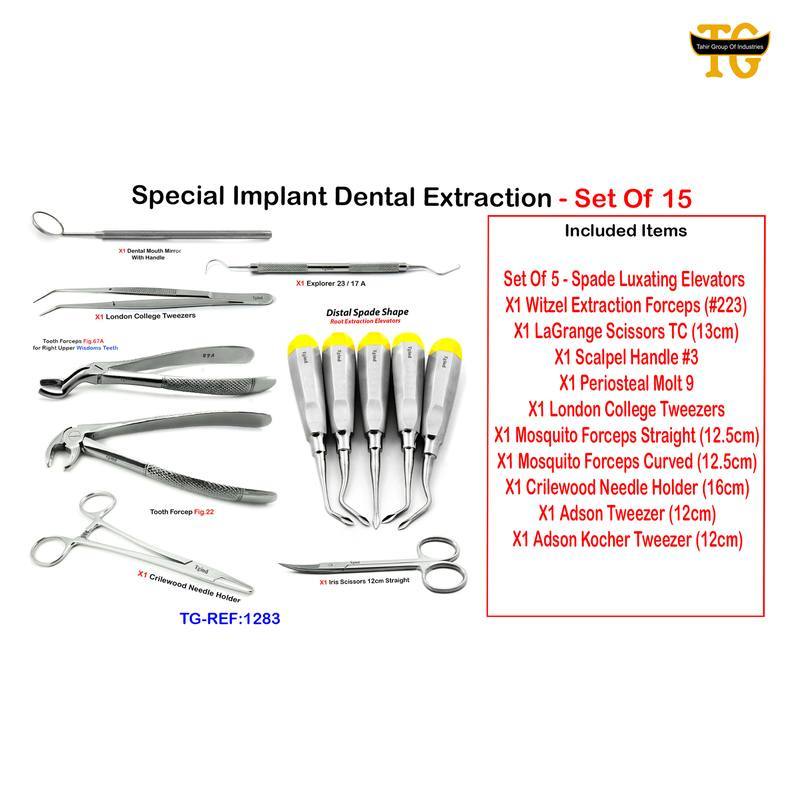 Special Implant Dental Extraction - Set Of 15, dental instruments, TGI's own catalog photograph