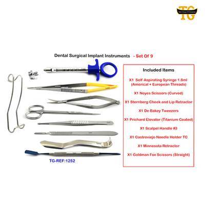 Dental Surgical Implant Instruments, dental instruments, TGI's own catalog photograph