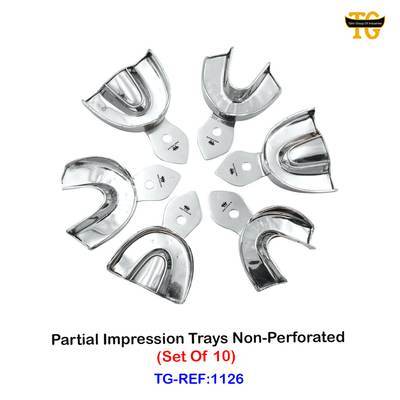 Partial Impression Trays Non-Perforated, dental instruments, TGI's own catalog photograph