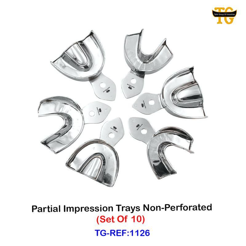 Partial Impression Trays Non-Perforated, dental instruments, TGI's own catalog photograph