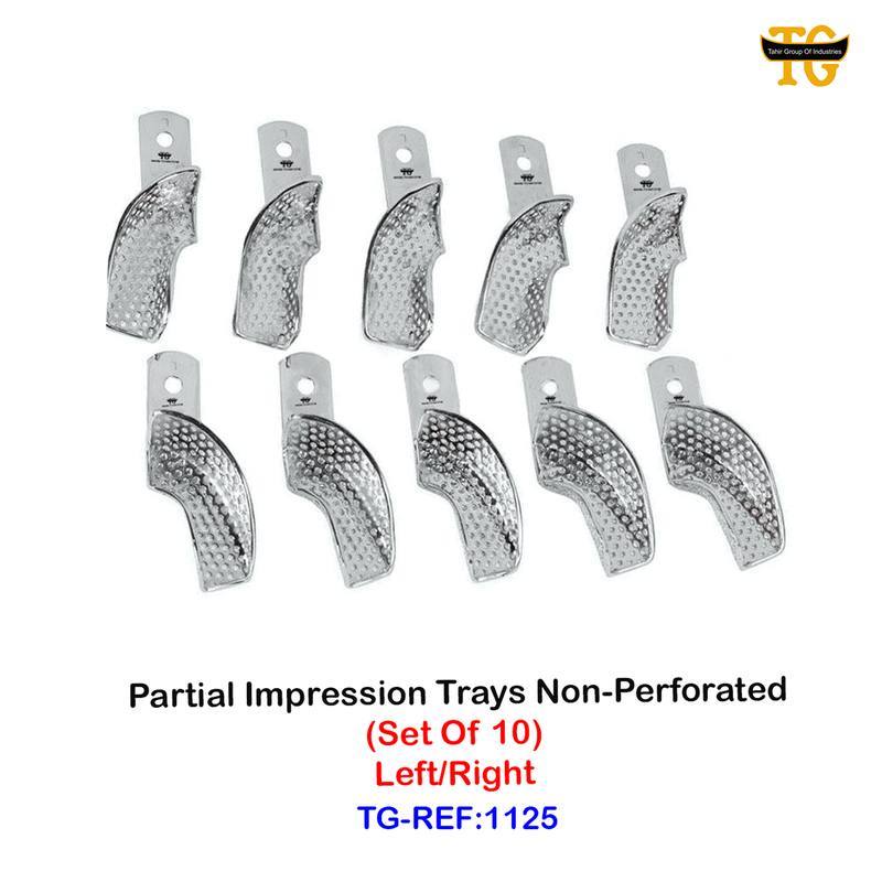 Partial Impression Trays Non-Perforated, dental instruments, TGI's own catalog photograph