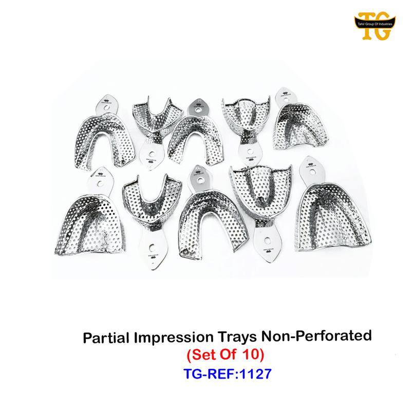 Partial Impression Trays Non-Perforated, dental instruments, TGI's own catalog photograph