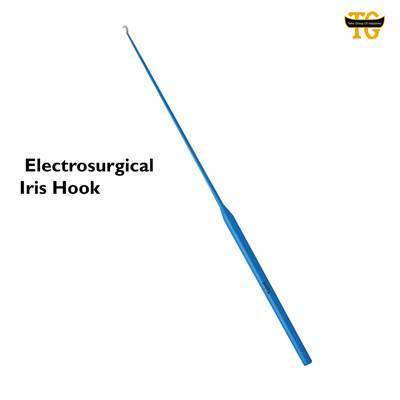 Iris Hook, electrosurgical instruments, TGI's own catalog photograph