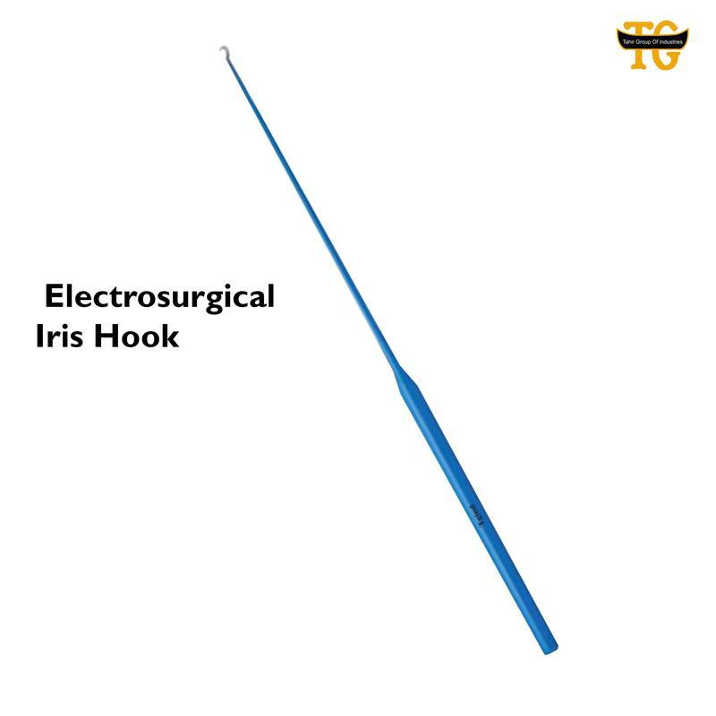 Iris Hook, electrosurgical instruments, TGI's own catalog photograph