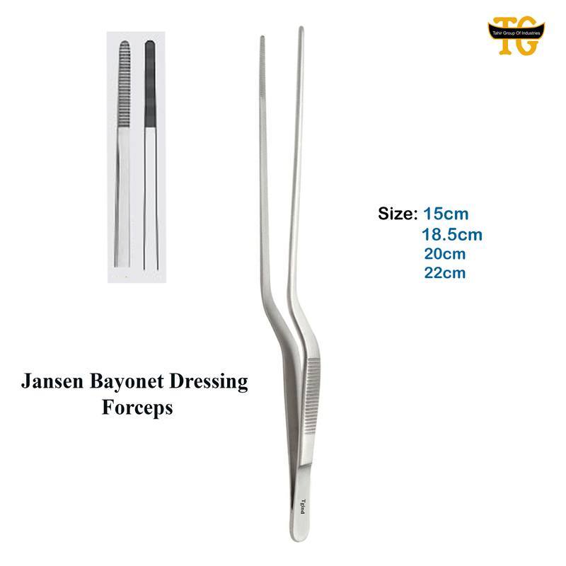 Jansen Bayonet Dressing Forceps, surgical instruments, TGI's own catalog photograph