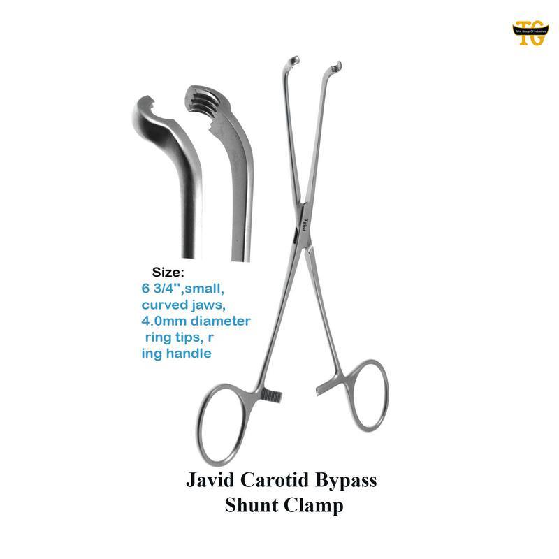 Javid Carotic Clamp, surgical instruments, TGI's own catalog photograph