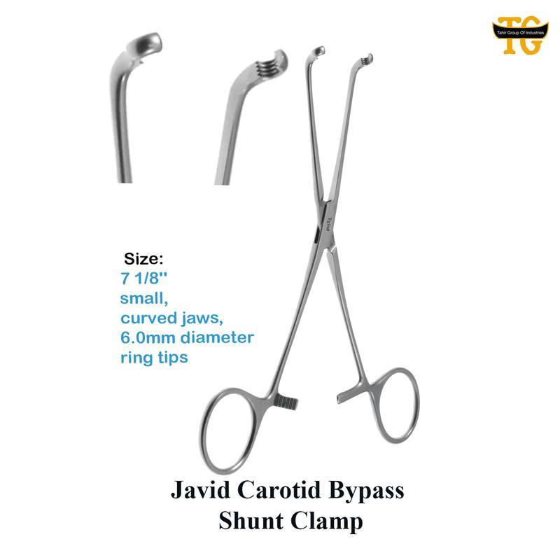 Javid Carotid Clamp, surgical instruments, TGI's own catalog photograph