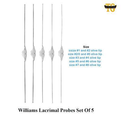 Williams Lacrimal Probes Set Of 5, surgical instruments, TGI's own catalog photograph