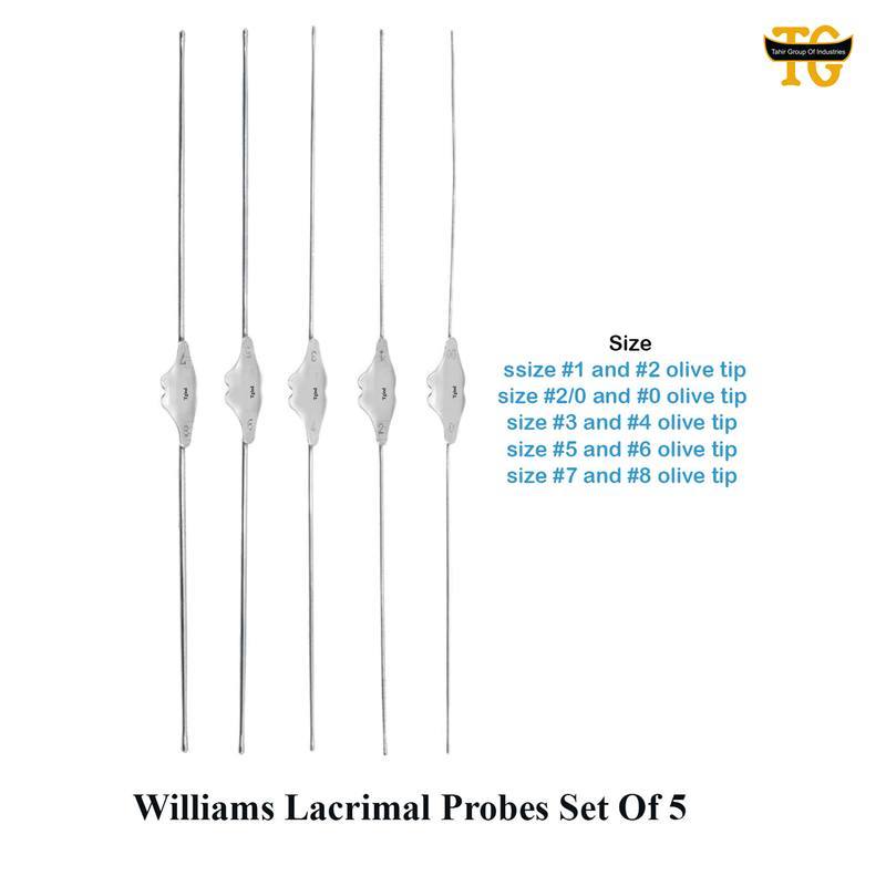 Williams Lacrimal Probes Set Of 5, surgical instruments, TGI's own catalog photograph