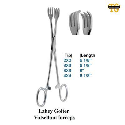 Lahey Goiter Vulsellum Forceps, surgical instruments, TGI's own catalog photograph