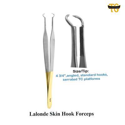 Lalonde Skin Hook Forceps, surgical instruments, TGI's own catalog photograph