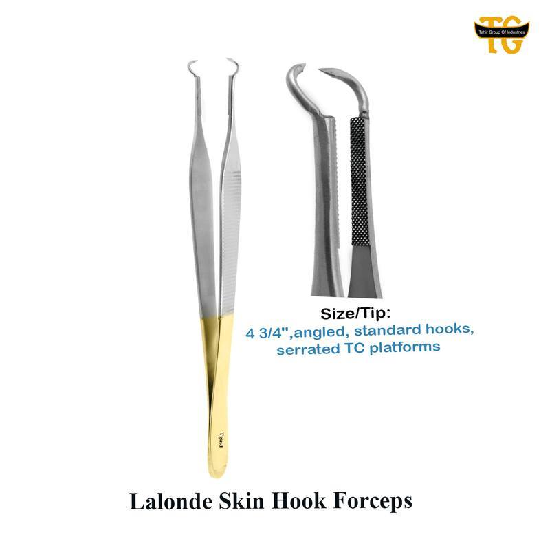 Lalonde Skin Hook Forceps, surgical instruments, TGI's own catalog photograph