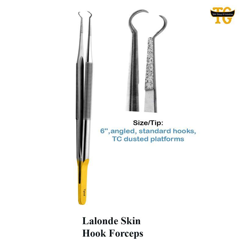 Lalonde Skin Hook Forceps, surgical instruments, TGI's own catalog photograph