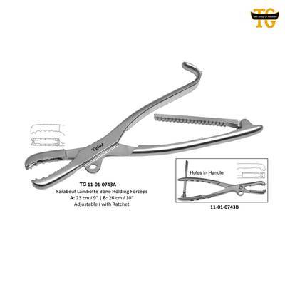 Farabeuf Lambotte Bone Holding Forceps, orthopedic instruments, TGI's own catalog photograph