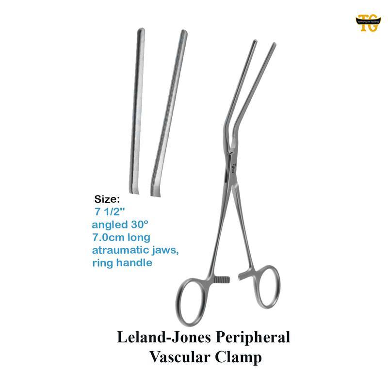 Leland-Jones Peripheral Vascular Clamp, surgical instruments, TGI's own catalog photograph