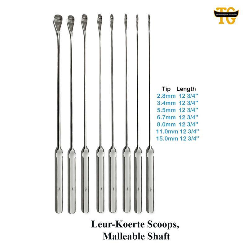 Luer Koerte Scoops, surgical instruments, TGI's own catalog photograph